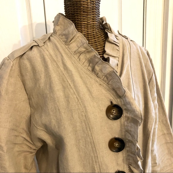 Frilled Light linen jacket , size Xl - Picture 3 of 11